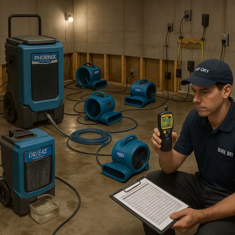 Structural Drying and Dehumidification process in Montclair, CA